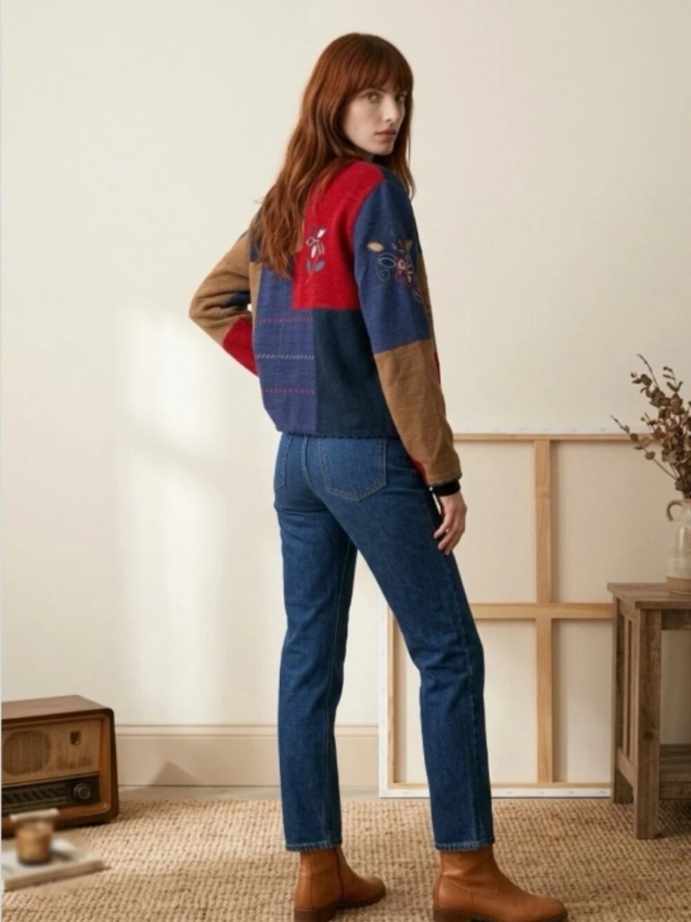 Vintage KORET City Blues 90s Artsy Patchwork Embroidered Statement Jacket - Picture 2 of 16
